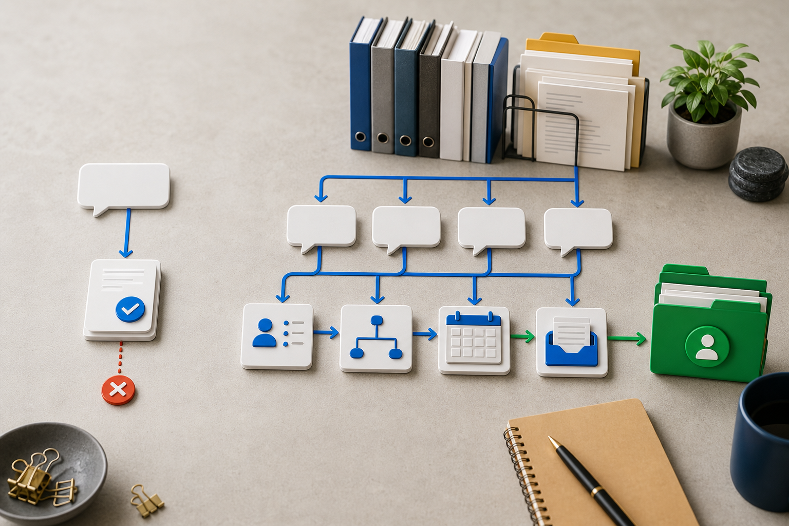 FAQ bot path compared with a workflow assistant that answers, qualifies, and routes.