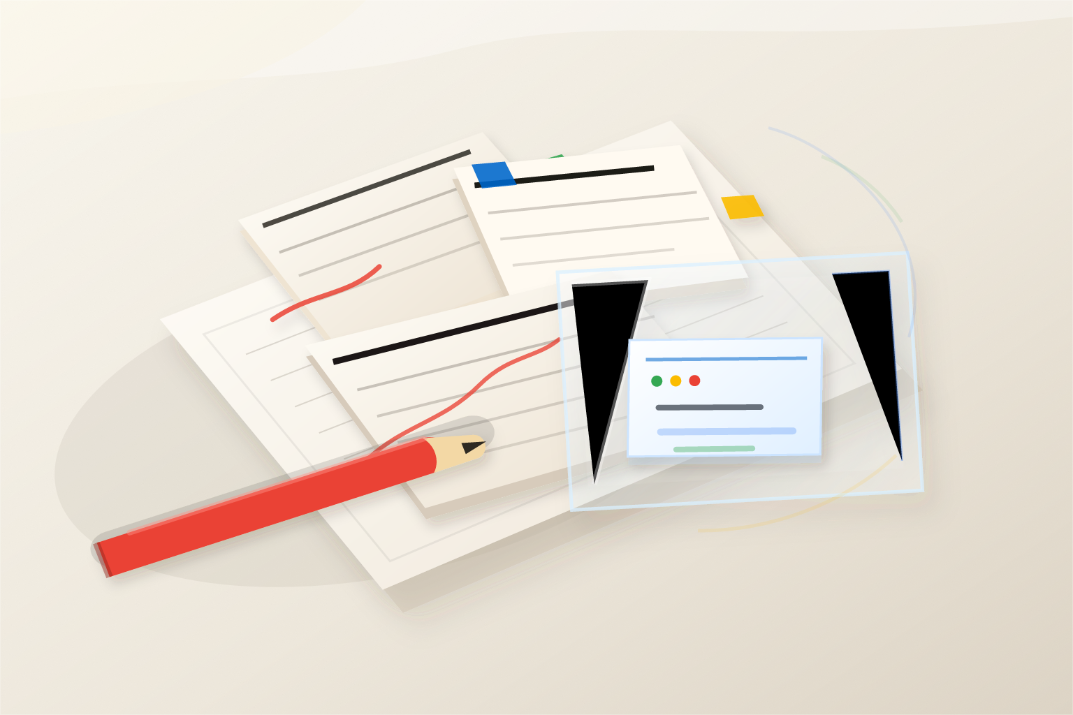 Editorial desk showing a guarded chatbot guiding readers through an approved newsletter archive.