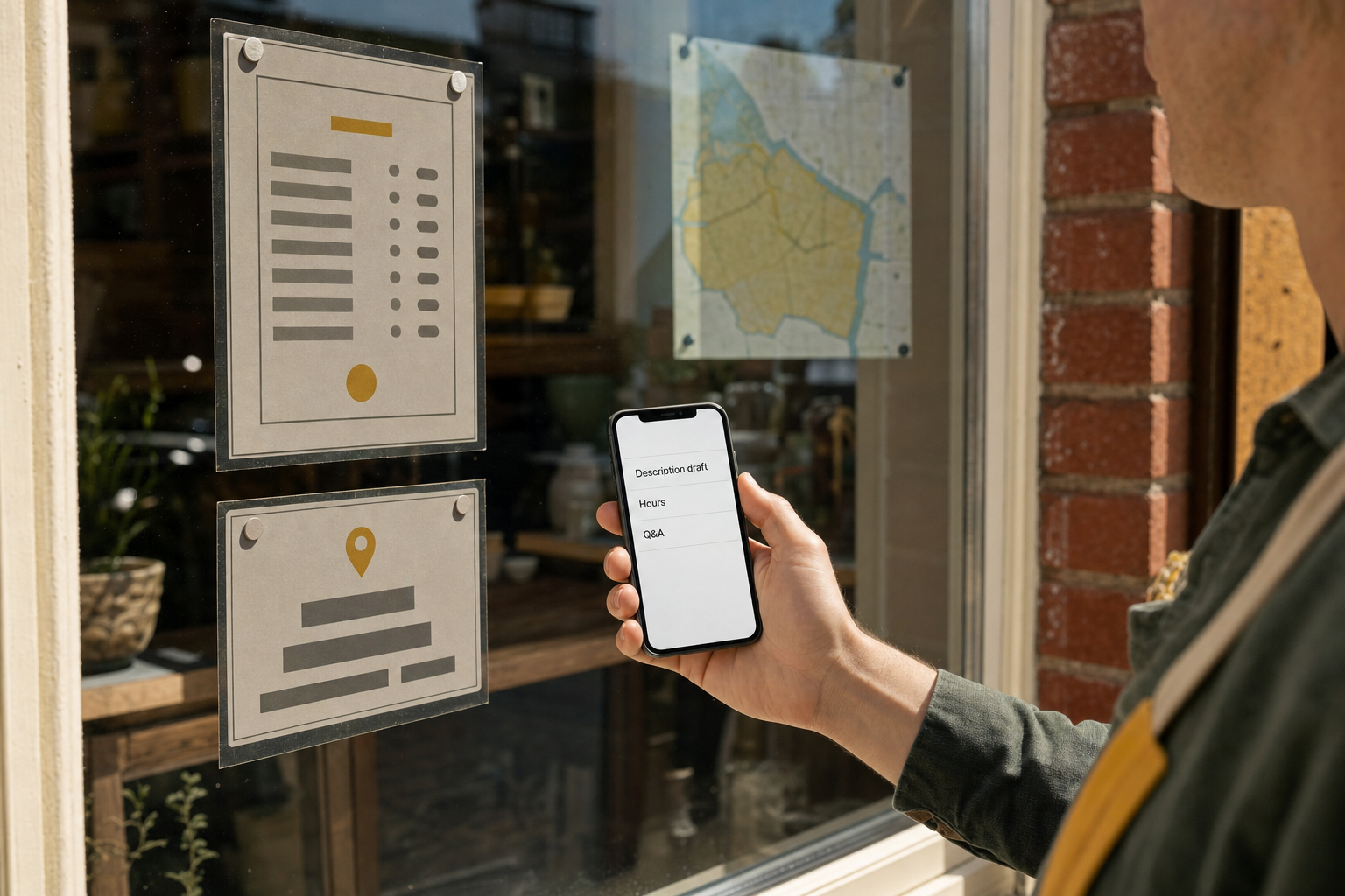 HVAC technician checks a unit while a phone assistant gathers location and service type.