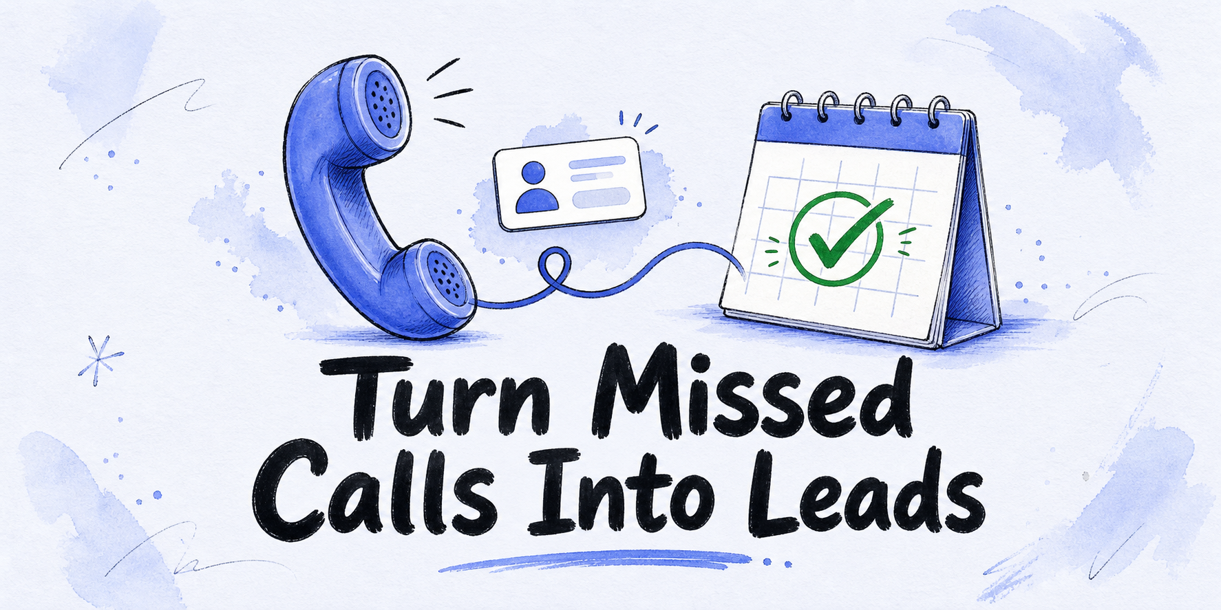 Hand-drawn editorial illustration for AI Receptionist for Small Business: Missed-Lead Checklist