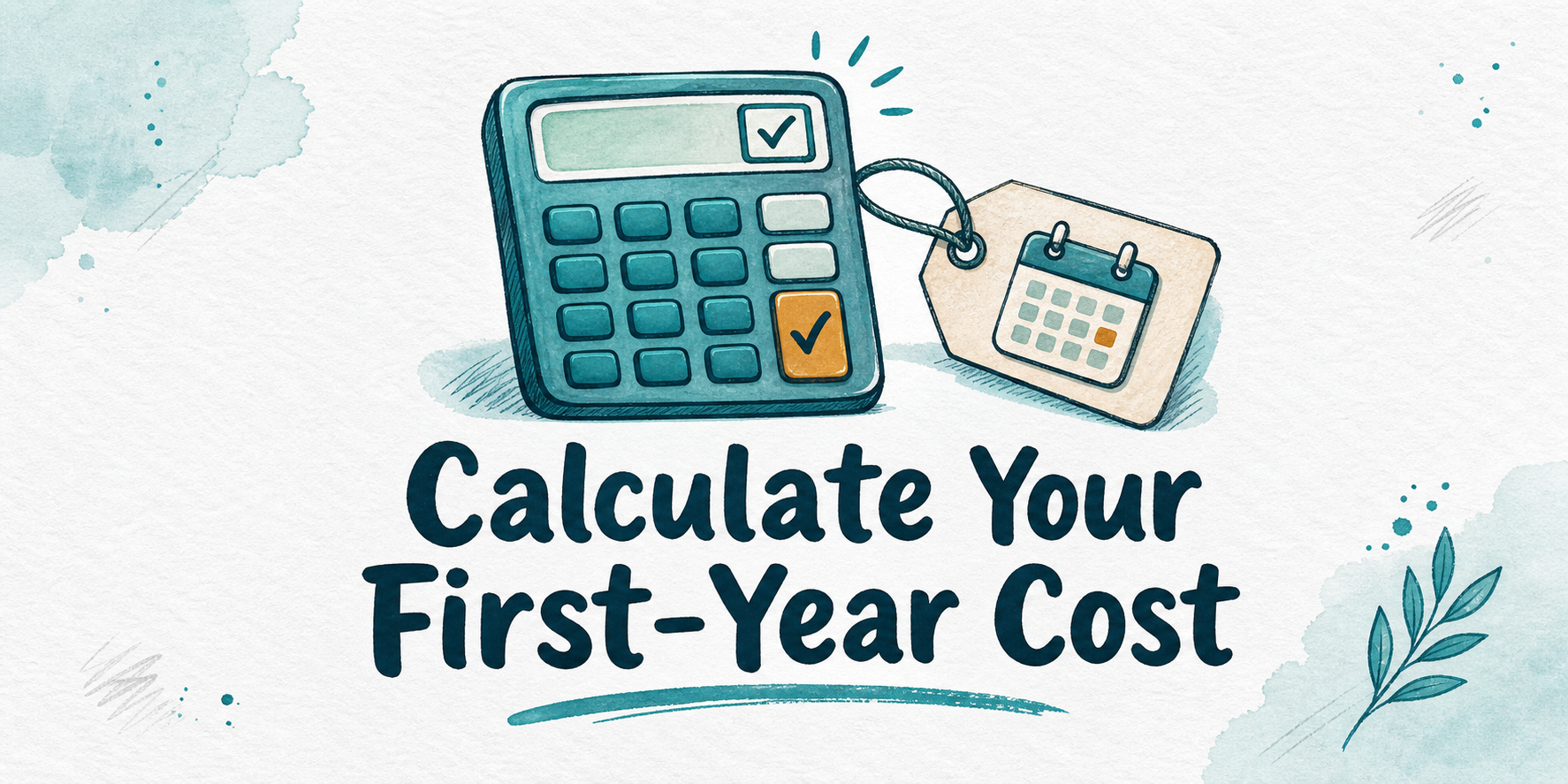 Hand-drawn editorial illustration for Chatbase Pricing: Calculate Your First-Year Cost