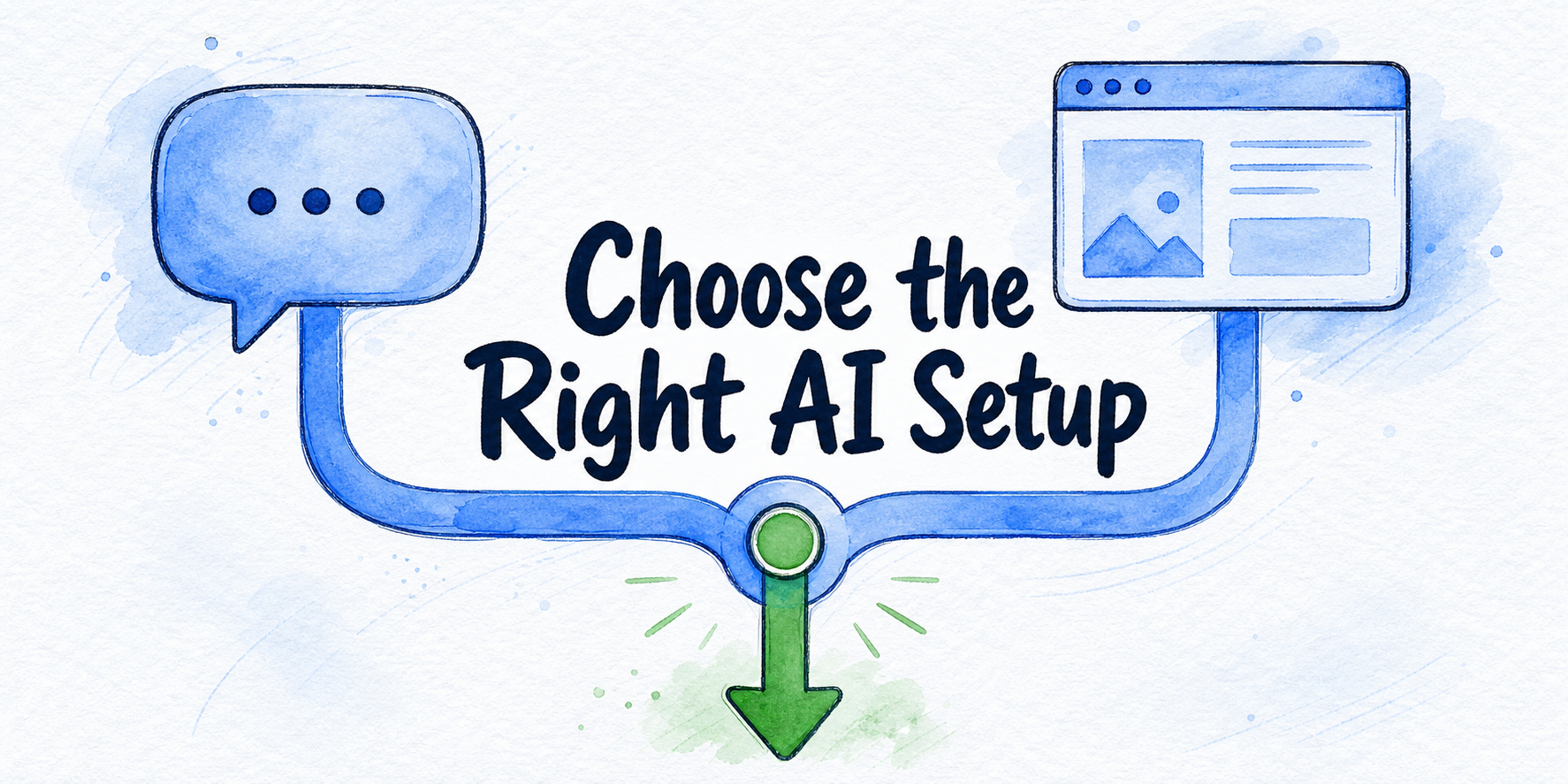 Hand-drawn editorial illustration for ChatGPT Replacement for Your Website: A Two-Layer Test