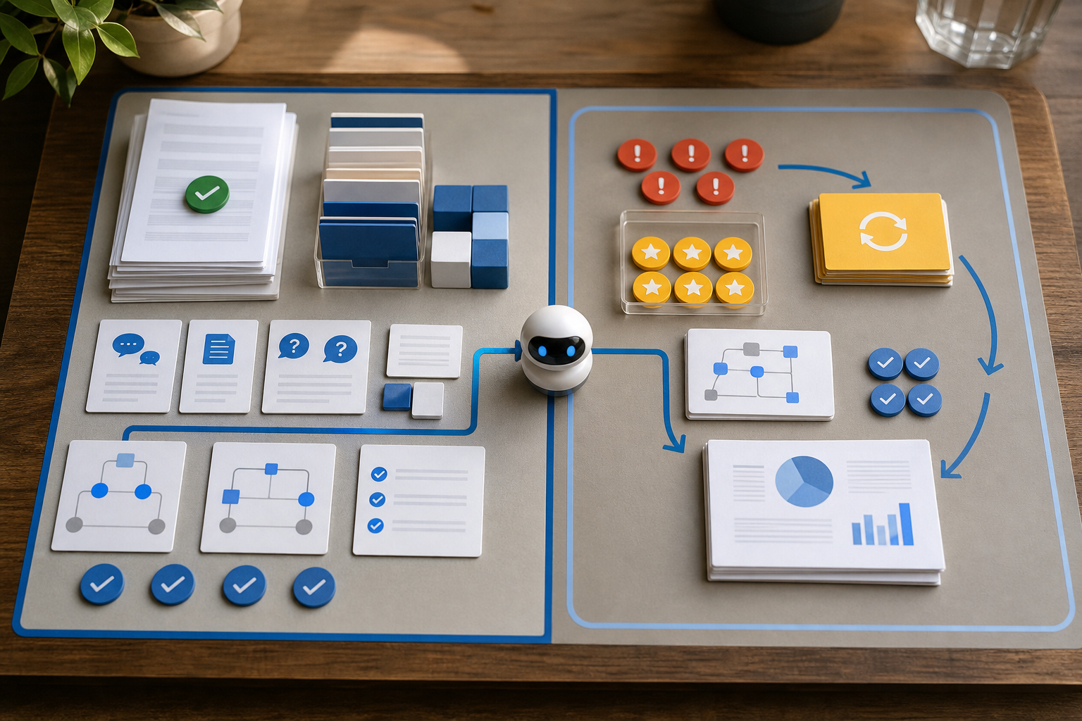 Two-lane chatbot service plan separating initial setup from recurring monthly operations.