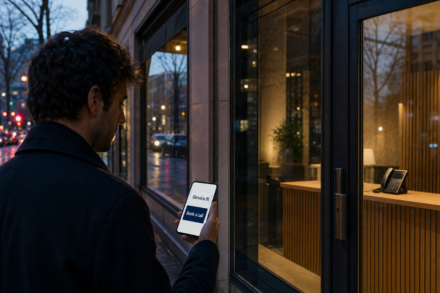 Agency strategist demonstrates a source-grounded booking chatbot to a client team.