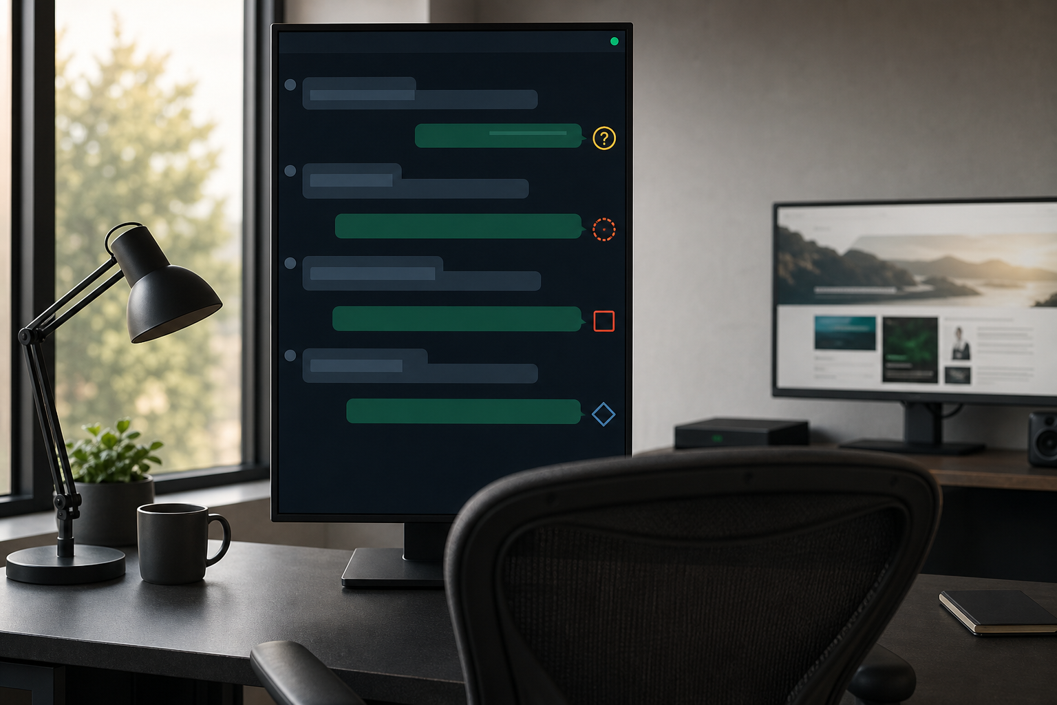 Live chatbot review station flags unclear answers, missing coverage, failed handoffs, and out-of-scope questions.