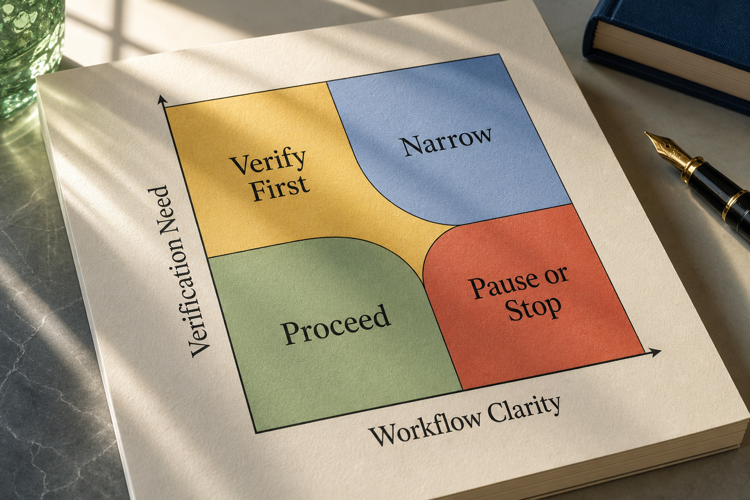 A fit matrix separating safe chatbot scope from risks that require pause or disqualification.
