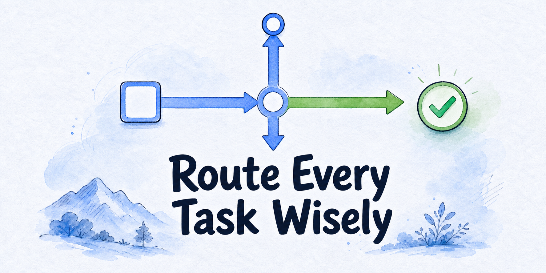 Hand-drawn editorial illustration for AI Model Routing for Business: A Task-Level Policy
