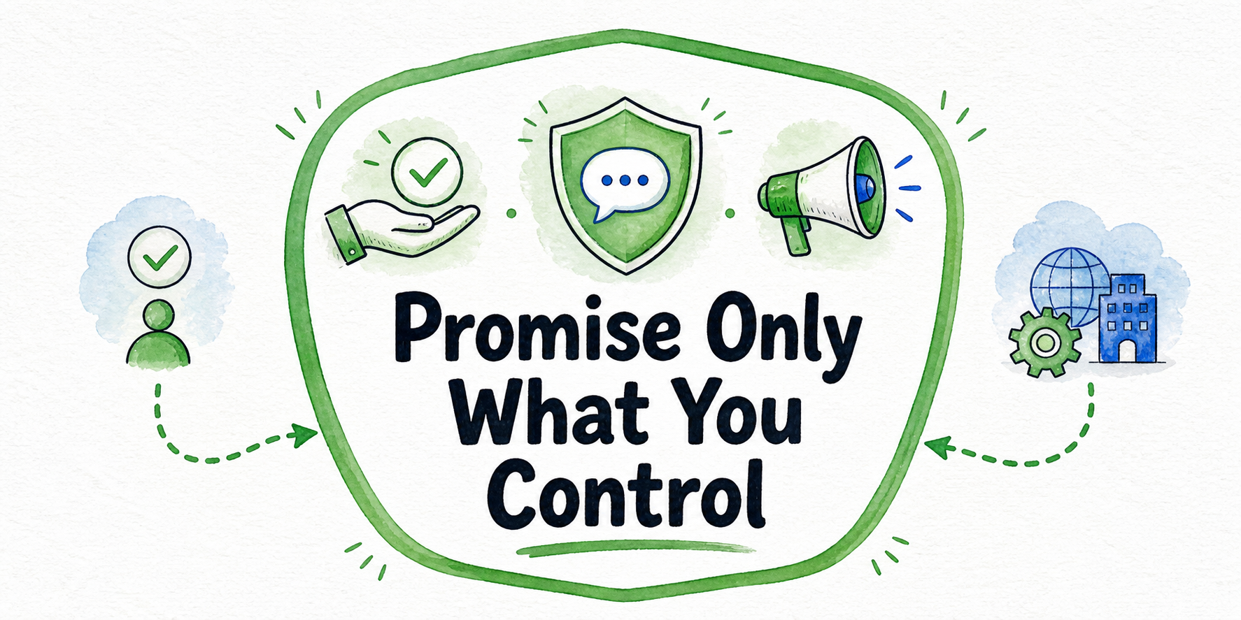 A firm service boundary protects agency-controlled actions while external dependency paths remain conditional.