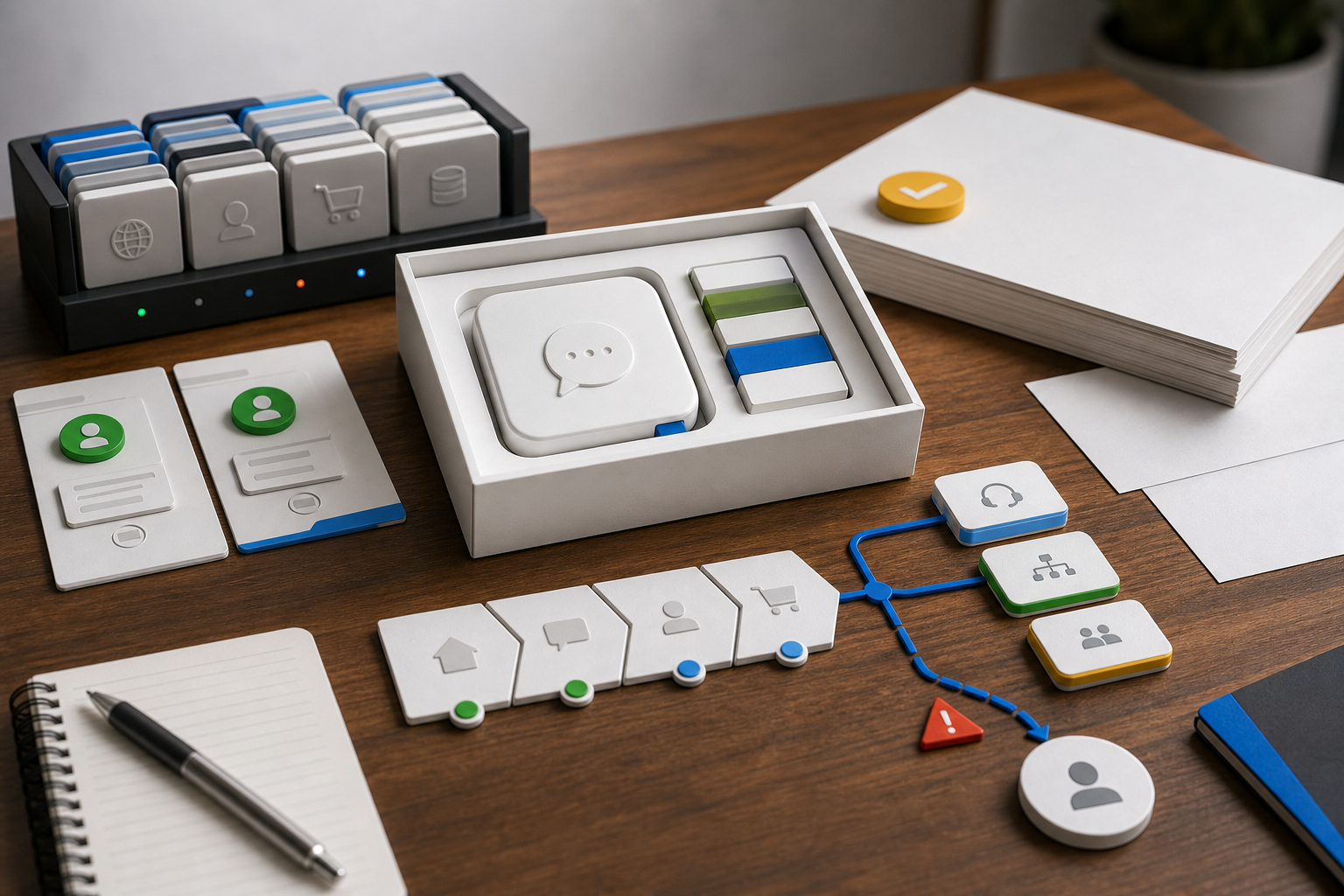 Consultant packaging chatbot capabilities into a client-ready assistant service with support and handoff materials.