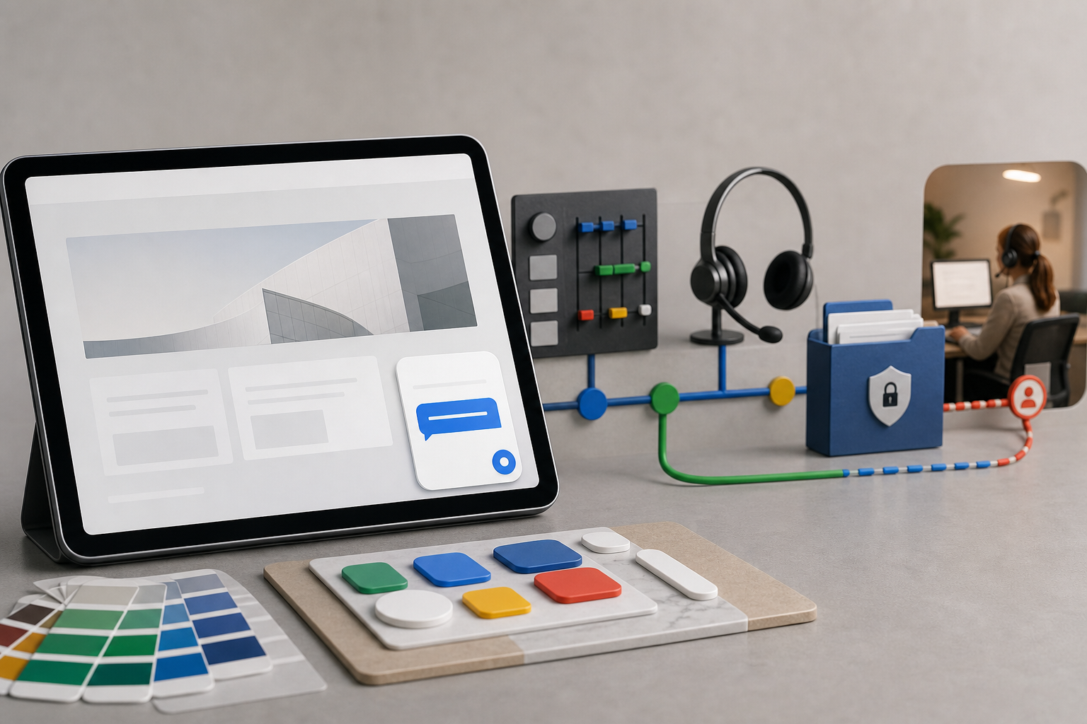 Client-facing chatbot identity controls compared with deeper ownership responsibilities behind the website assistant.