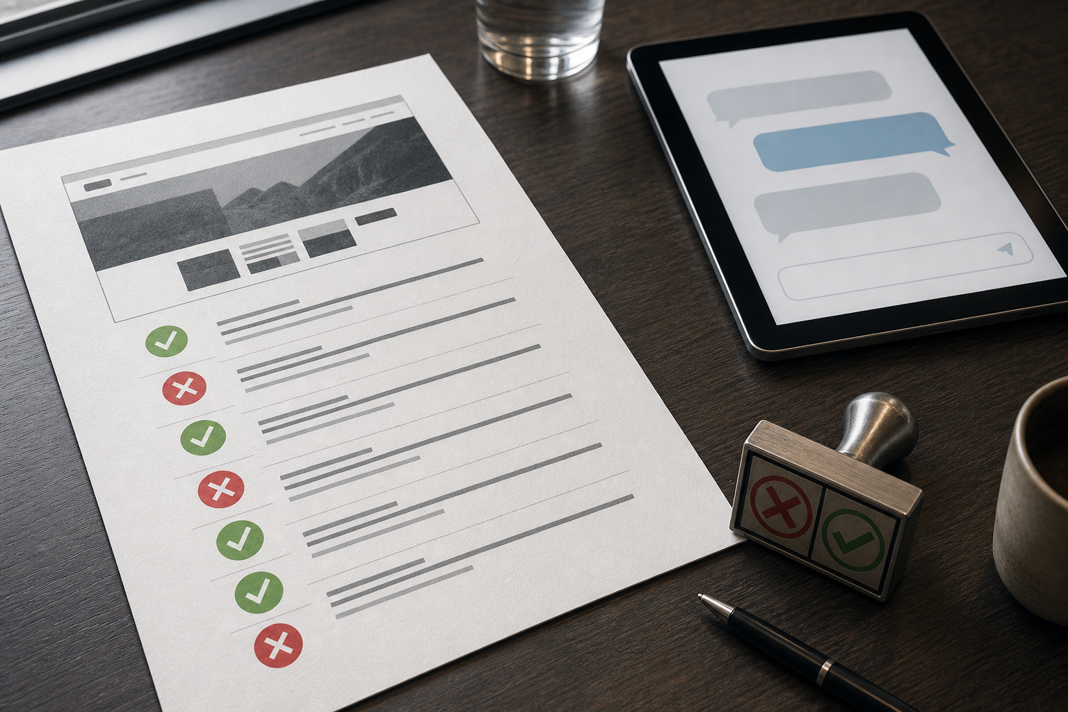 Agency review table showing a chatbot proposal paused by readiness checks before launch.