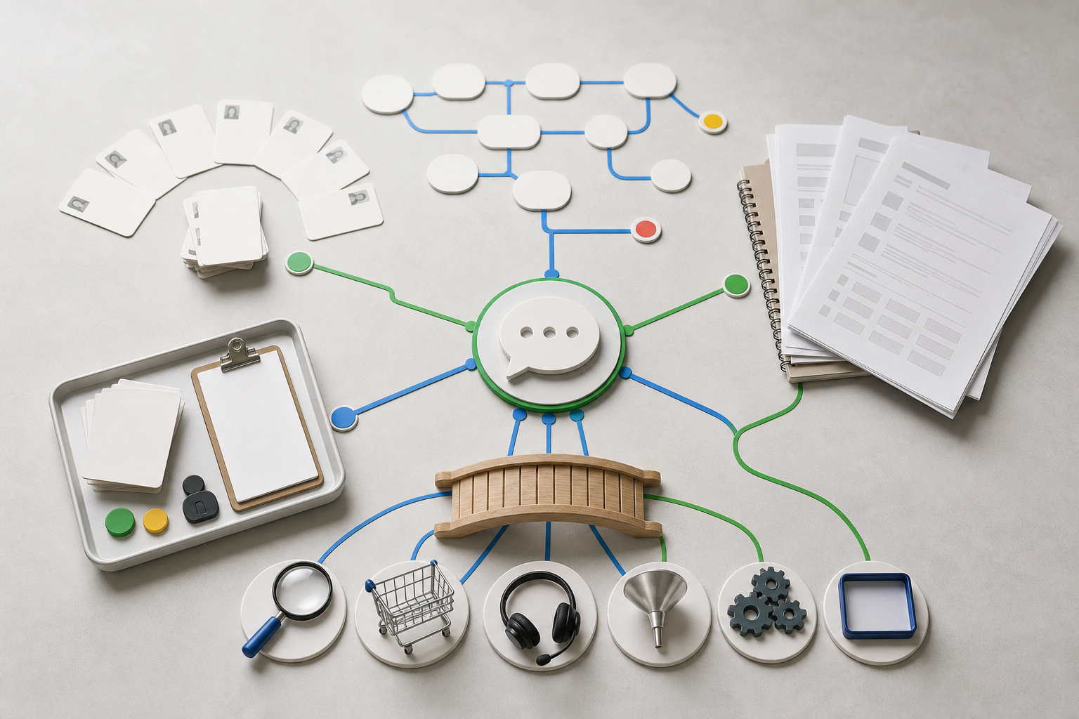 Seller readiness signals arranged as reachable clients, workflow clarity, source content, onboarding, and service entry points.